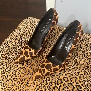 Aldo Animal Print Heels in Brown and Black